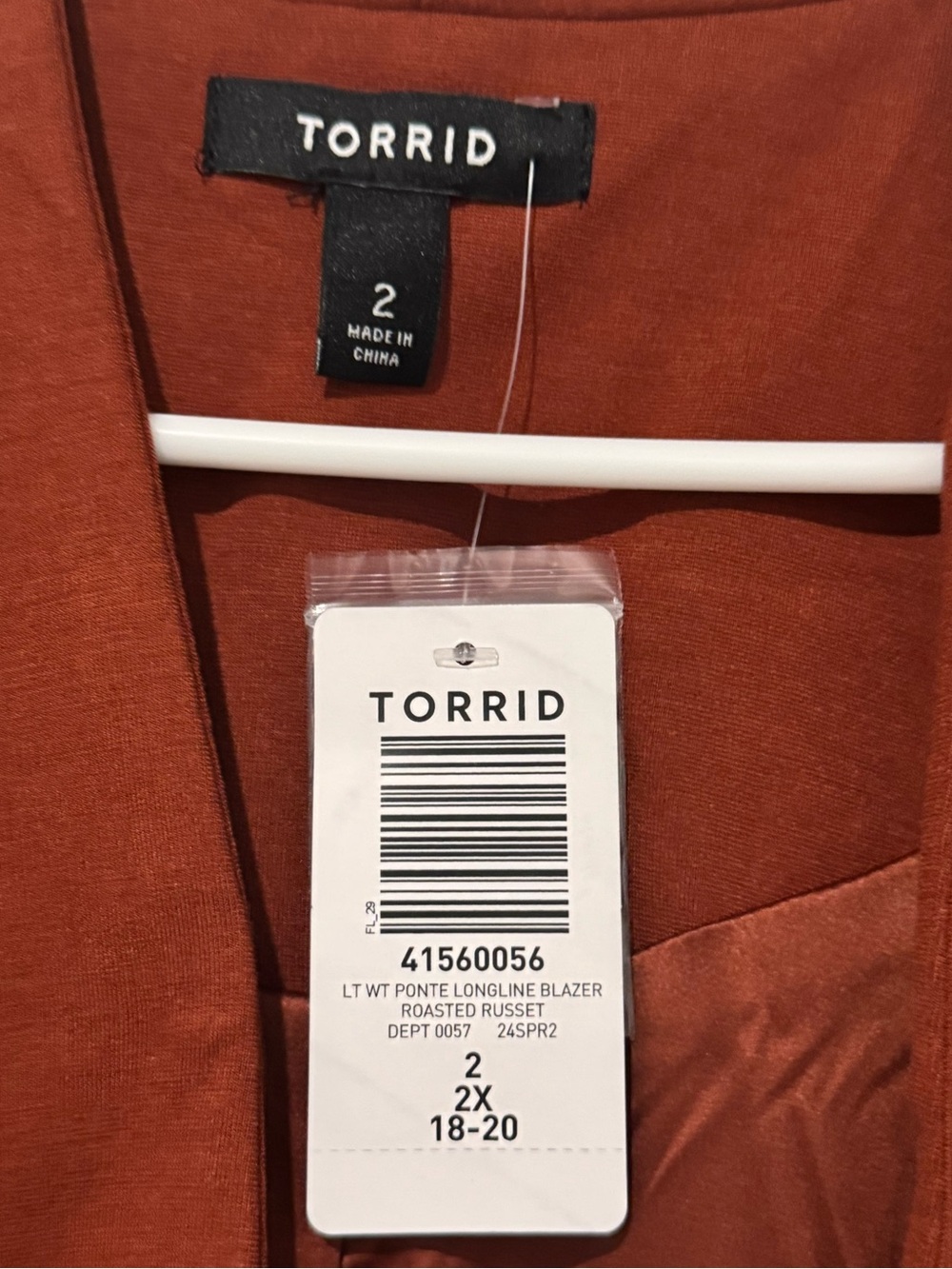 torrid Rust Single-Button Open Blazer - Picture 2 of 2